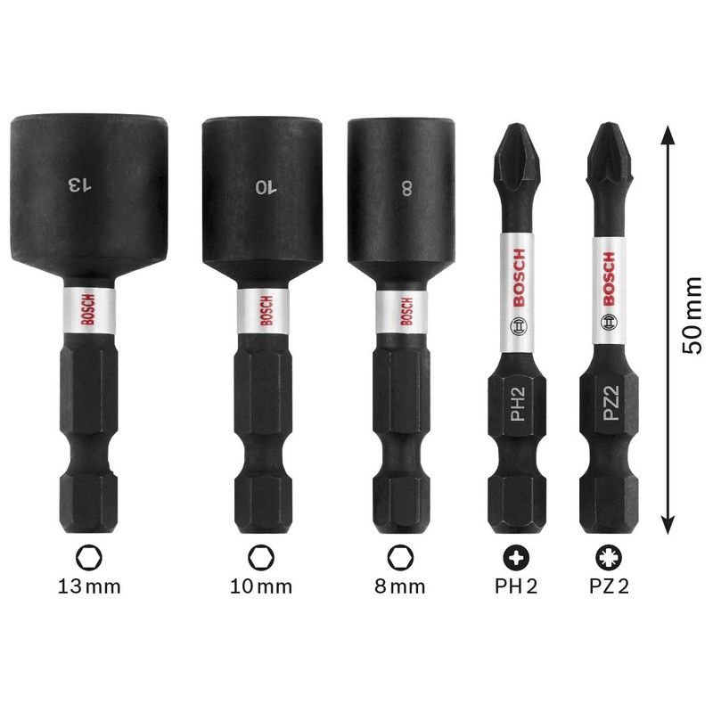 Bosch Professional 5-Piece Impact Control Screwdriver Bit and Socket Set