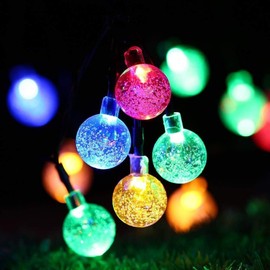 EONLYX Solar Crystal Ball String Lights, 20ft 30 LED Crystal Globe Fairy Lights Waterproof Crystal Ball Globe Lights Outdoor Solar String Lights for Garden Yard Christmas Decorations (Multi)