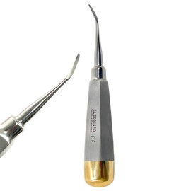 Gold End Hollow Handle Crane Pick Elevator | Dental Root Pick Tooth Extraction Elevator with Slight Bent Tip | Autoclave-Safe German Stainless Steel (1)