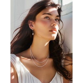 FOCALOOK Stainless Steel Chain Mens 30inch Silver Chain Necklace 2mm Round Thin Cable Rolo Chain