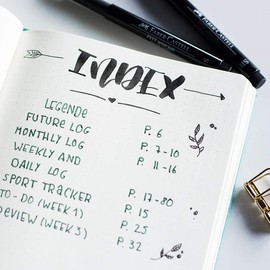 Bullet Journal "Watercolor Rose" 05: Mit Punkteraster, Seiten für Index, Key und Future Log sowie Lesebändchen, praktischem Verschlussband und Innentasche