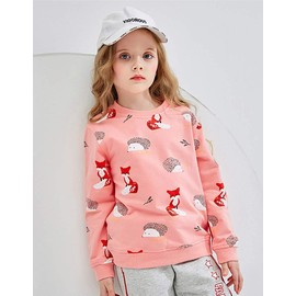 Little Hand Girls' Sweatshirt for Children, Cotton Top, Casual Jumper, Toddler Long Sleeve Pullover, 1 pink