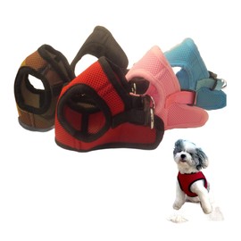 Snazzi Pet Soft No Pull Step-in Dog Harness Small Dog XXS XS Vest for Teacup, Chihuahua, Yorkie, Pomeranian Dog Vest Harness for Puppy Comfy Red Meshfor Puppies (MED 14.5"-16" 7-8 lbs)