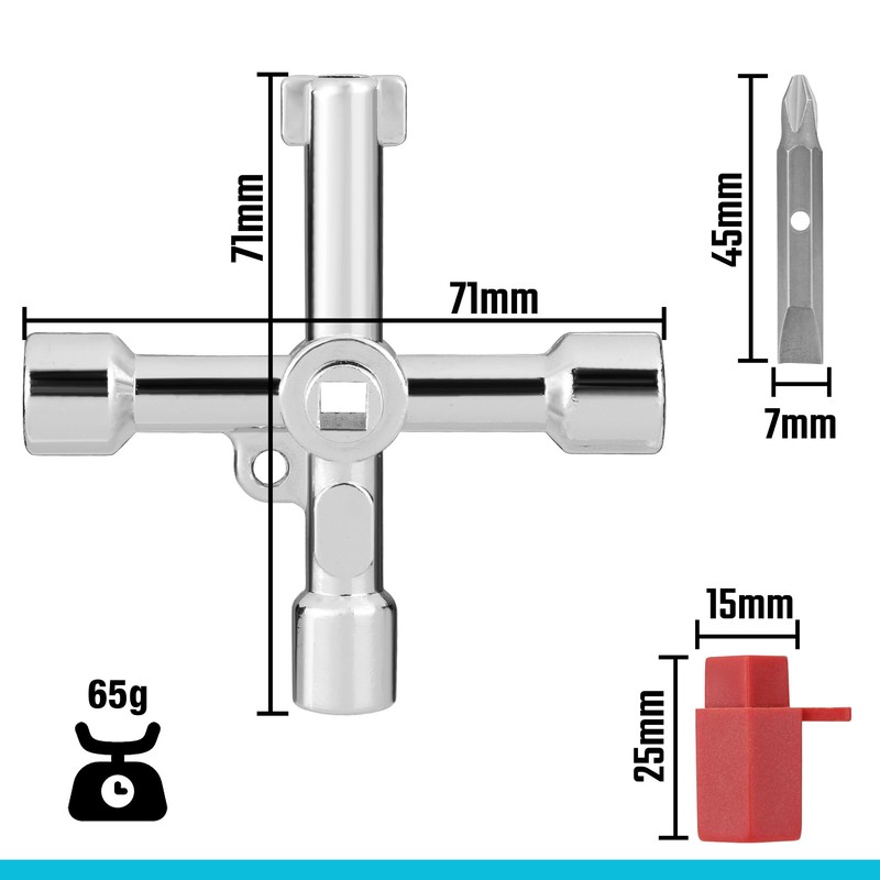DURATECH 4 Way Sillcock Key with Bit, Multi-functional Water Key,