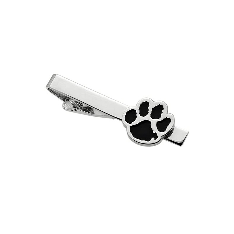 Silver Black Paw Dog Cat Tie Clip Tie Bar Tie