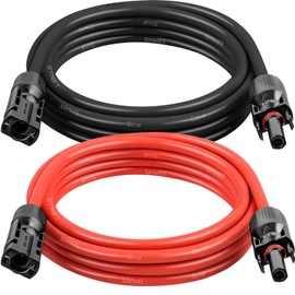 Solar Panel Extension Cable - 10AWG 5FT Solar Wire with Female & Male Waterproof Connector PV Wire for RV, Photovoltaic Systems, Home, Boat, Solar Panels, Car(5 feet Red + 5 feet Black)