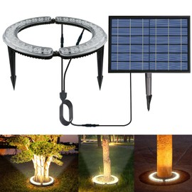 RAYSLIT Solar Landscape Spotlights for Big Tree&Palm Tree Lighting Super Bright 32 LED 12000mAh 12W Christmas FloodLights Dusk to Dawn Outdoor Waterproof Decoration Park Home Garden Sculpture Part