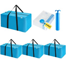 Extra Large Moving Bags Heavy Duty Space Saver Vacuum Storage Bags Vacuum Seal Bags for Clothing Travel Packing Bags Blue Bags for Moving Vaccine Sealed Blue Storage Bags (8 Pack)