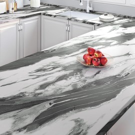Livelynine 15.8x394 Black and White Marble Wall Paper Peel and Stick Marble Contact Paper for Countertops Waterproof Kitchen Counter Top Covers Adhesive Desk Vinyl Wrap Laminate Countertop Sheets PVC