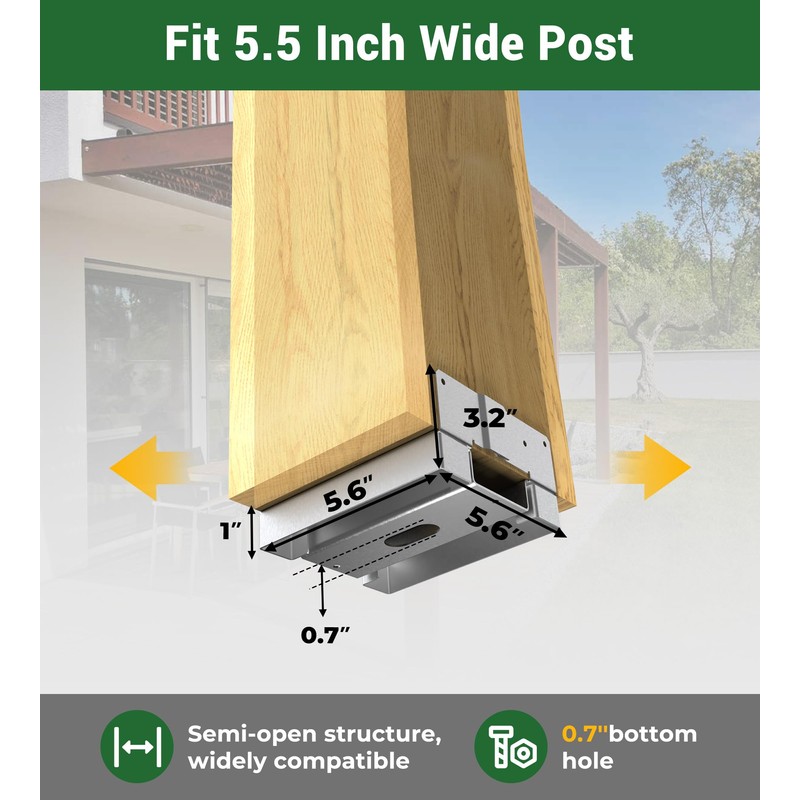 LARIFULL 6-Pack 6×6 Galvanized Steel Post Base – Heavy‑Duty Adjustable