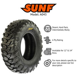 SunF Set 2 ATV Tires 25x8R12 25x8x12 Loose Over Hardpack 6 PR A043