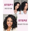 FASHION IDOL Short Curly Human Hair Bob Wigs for Women