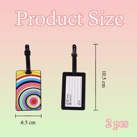 2 PCS Luggage Tags, Baggage Tags Suitcase ID Labels Business Card Holder, Travel Luggage Tag with Name ID Card (Rainbow)