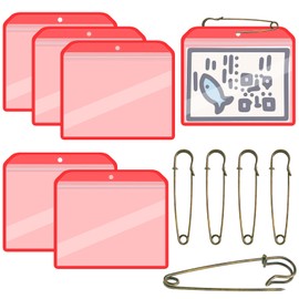 Geyee Geyee 6 Pack Fishing Hunting License Holder Waterproof Fluorescent Orange ID Holder with 6 Bronze Safety Pins Heavy Duty for License Permit Protection Hunting Deer Season Supplies (Horizontal)