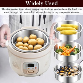 Dampfkorb für Reiskocher Dampfgarer Einsatz,Dampfgarer aus Edelstahl,Dampfeinsatz für Topf Verdickte und Vertiefte,für Knödel Reis Gemüse Fleisch Meeresfrüchte