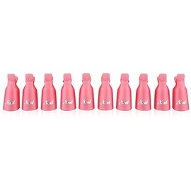 Nail Art Uv Gel-off Polish Remover Wrap Cleaner Reusable Clips Keeper (Pink, Pack of 10)