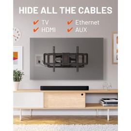 ECHOGEAR TV Wall Mount Cord Hider With AC Outlets & USB Ports - Hide Cables Behind The Wall - Includes Template, Saw, & Extension Cord - White