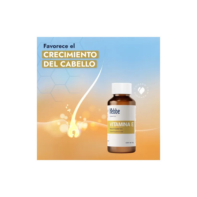 Vitamina E Hebbe Cosmetics Aceite Antioxidante 50g Cabello y Piel