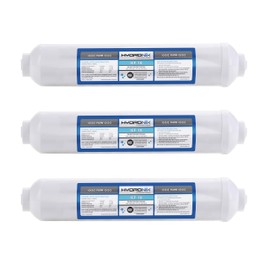 Hydronix ICF-10 Inline Post Activated Carbon Water Filter Replacement Cartridge with 1/4-Inch NPT for Refrigerator, Ice Maker, RO Reverse Osmosis System, 2000 Gallons - 1 Year Capacity (3 Pack)