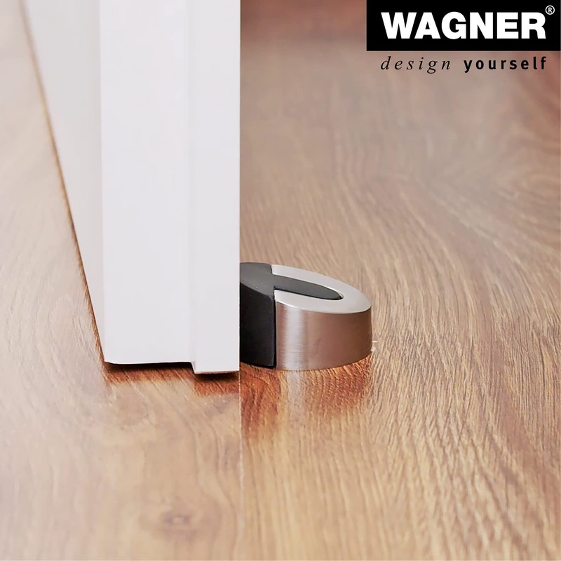 Wagner designer door stop, to screw in, brushed metal, thermoplastic