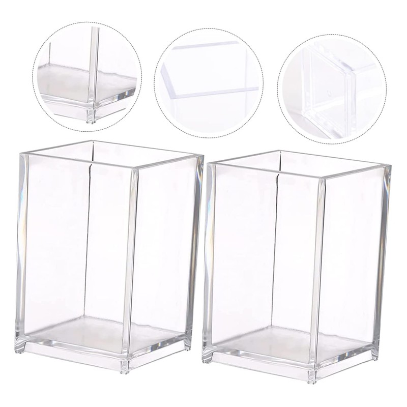 Operitacx 2pcs Box Acrylic Storage Clear Makeup Brush Organizer Clear