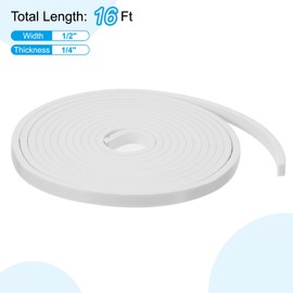 PATIKIL Weather Stripping Door Seal Strip, 1 Roll 1/2 Inch x 1/8 Inch x 26 Ft Self Adhesive Soundproof High Density Foam Tape Insulation for Door Window Air Conditioning, White