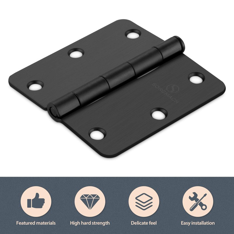 SORGMACH Door Hinges 3 1/2 Inch Matte Black 3.5 Inch