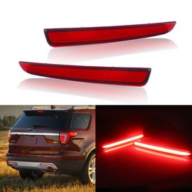 GTINTHEBOX Red Lens LED Bumper Reflector Lights for 2016 2017 2018 2019 Ford Explorer Function as Tail Brake Rear Fog Lamps with Sequentail Turn Signal Light