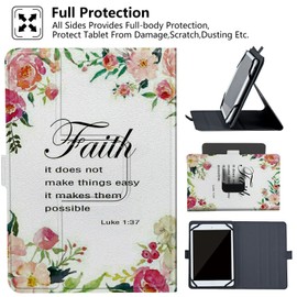 Universal 10.0 Tablet Case, Universal Case for 9.6-10.5 Inch Android Tablet, Slim PU Leather Stand Folio Shell Cover with 360 Degree Rotatable Kickstand Multiple Viewing,1-37 Bible Verse Christian