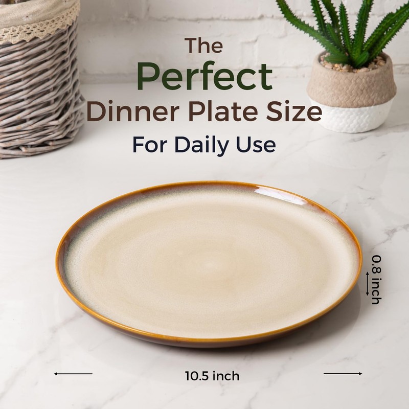 LERATIO Ceramic Dinner Plates Set of 6, 10.5 Inch Reactive