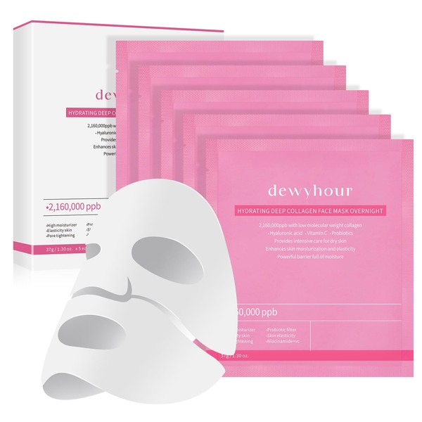 dewyhour dewyhour Collagen Face Mask: 5 Pack Hydrating Deep Collagen