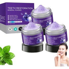 3 PCS Polvo de Restauración Dental, Teeth Whitening Mineral Powder, Efectivo en Fortalecimiento de Dientes y Encías, Dental Restoration Mineral Powder, Natural Teeth Restoration