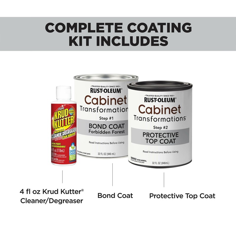 Rust-Oleum 393607 Cabinet Transformations Complete Coating Kit, Quart, Satin Forbidden
