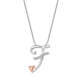 FLNEOO Initial Necklace for Teen Girls - Dainty 14K Gold Plated Letter Pendant Heart Trendy Simple Cute Jewelry Monogram Name Gifts for Women Teen Girls Fashion, Gold Plated, Cubic Zirconia