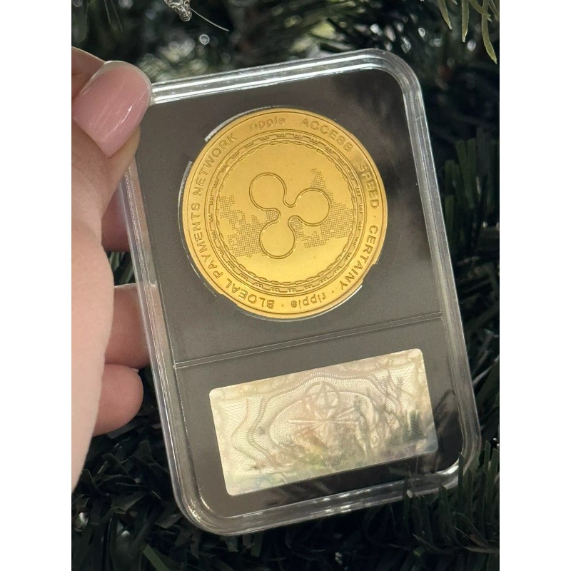 XRP Coin Metal Physical Coin In Plastic Protective Case