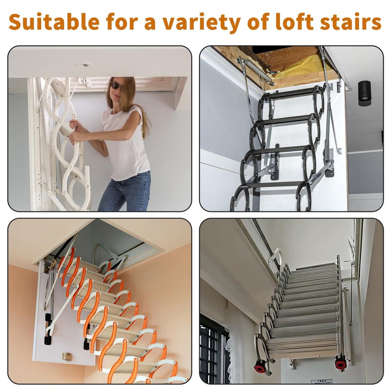 Attic Pull-Down Hook Kit with Adjustable Telescopic Rod and Ladder