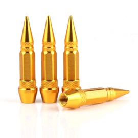 SINGARO 60mm Spiked Valve Caps,Aluminum Alloy Dustproof and Waterproof Tire Valve Stem Caps, Suitable for Cars, Trucks and Motorcycles (4PCS Gold)