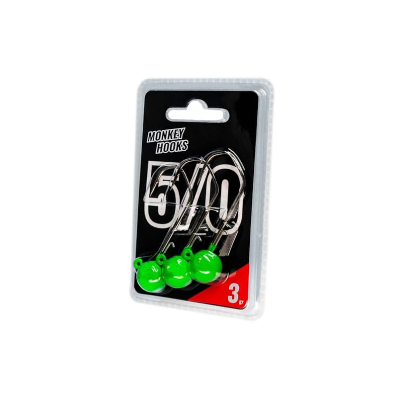 Monkey Lures Hook - 3 Jig Heads, Size/Weight/Colour: Size 5/0