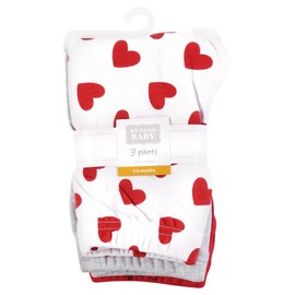 Hudson Baby Infant Girl Cotton Pants and Leggings, Love Hearts, 0-3 Months