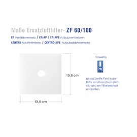 Maico Original ZF 60/100 Replacement Air Filter Item No. 0093.0331 (Predecessor 0093.0680) Fans, Pack of 5 Including 5 Timestrips, for ER, ER-AP, ER-APB and Centro