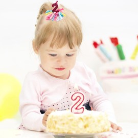 Birthday Hair Clips for Baby Girls - 2Pc Curly Ribbon with Deep Red Number Bow Hair Clips for 2nd Birthday Baby Bow Party Decorations for Girls Toddlers Hair Accessories (Deep red Number-2 Years)
