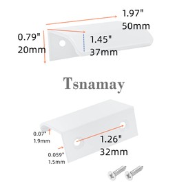 Tsnamay 2Pcs 1.97" White Arc Surface Pull,White Edge Pulls Furniture Drawer Handles Hidden Cabinet Handle,Hole Dia.1.26"/32mm