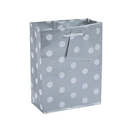 Fun Express - Small Silver Polka Dot Gift Bags for Party - Party Supplies - Bags - Paper Gift W & Handles - Party - 12 Pieces