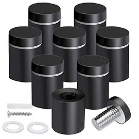JOYCOLY 8 Pack Standoff Screws 3/4 x 1 Inch Black Sign Standoffs Stainless Steel Stand Off Wall Mounts for Hanging Acrylic Picture Frame, Advertising Screws Kit