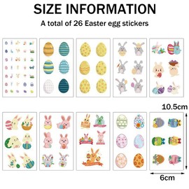 TYXHXTF 26 Sheets Easter Temporary Tattoo, Cartoon Decals Egg Rabbit Waterproof Stickers, Happy Easter Holiday Decoration, Party Supplies for Kids and Adults