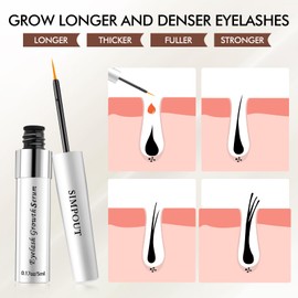 Simpout Eyelash Growth Serum - Fuller & Longer Looking Eyelashes Lash Enhancing Serum, Voluminous Lengthening Natural Lash Enhancer, Vegan & Cruelty-Free (Silver)