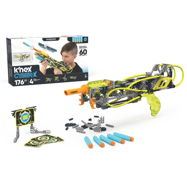 K'NEX Cyber-X C5 Neostrike - Blasts up to 60 ft - 176 Pieces, 4 Builds, Targets, 5 Darts - Great Gift Kids 8+