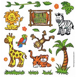 Reusable Vinyl Stickers ~ Wild Thing (A Safari and Jungle Adventure; 22 Stickers, 1 Sheet)
