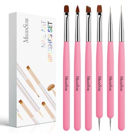 MelodySusie Nail Art Brushes Set,6pcs Nail Art Design Pen Painting Tools with Extension Gel Brush, Polish Brush, Builder Brush,Liner Brush, Carved Brush, and Dotting Pen for Home DIY Salon Use
