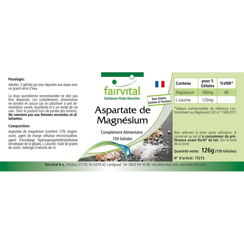 Fairvital | Magnesiumaspartat Kapseln - VEGAN - 150 Kapseln -